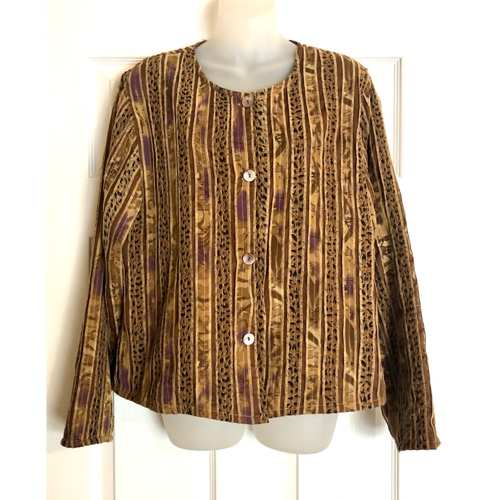 West End Animal Print Textured Ribbon Jacket